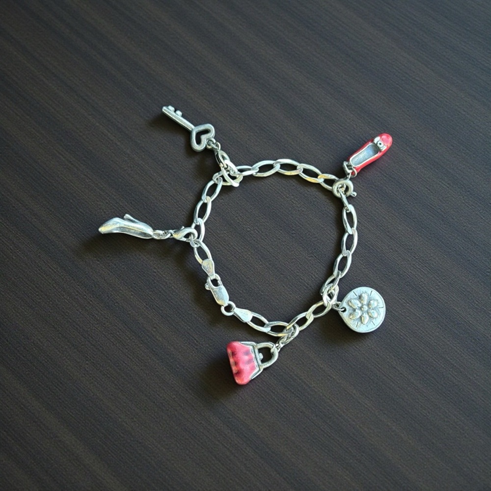Stunning 7" Italian 925 Italy Sterling Silver Charm Bracelet - 15.2g